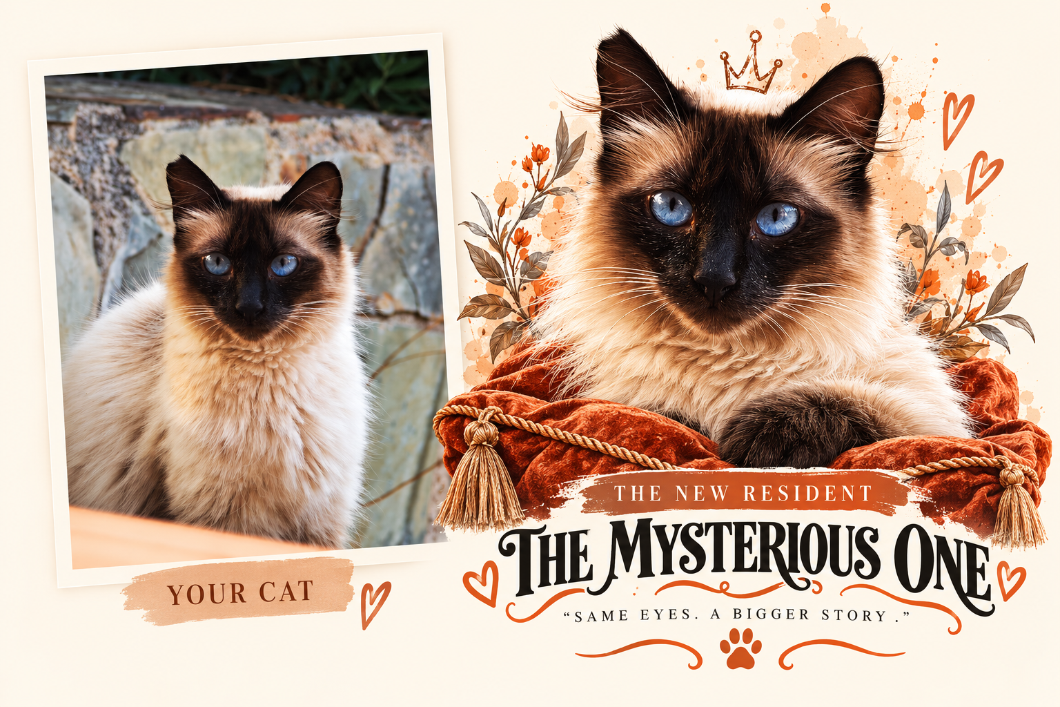 Ejemplo de transformación de un gato en New Resident de The Cat Quarters