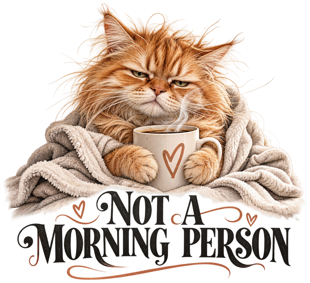 Gato naranja con café - Not a Morning Person