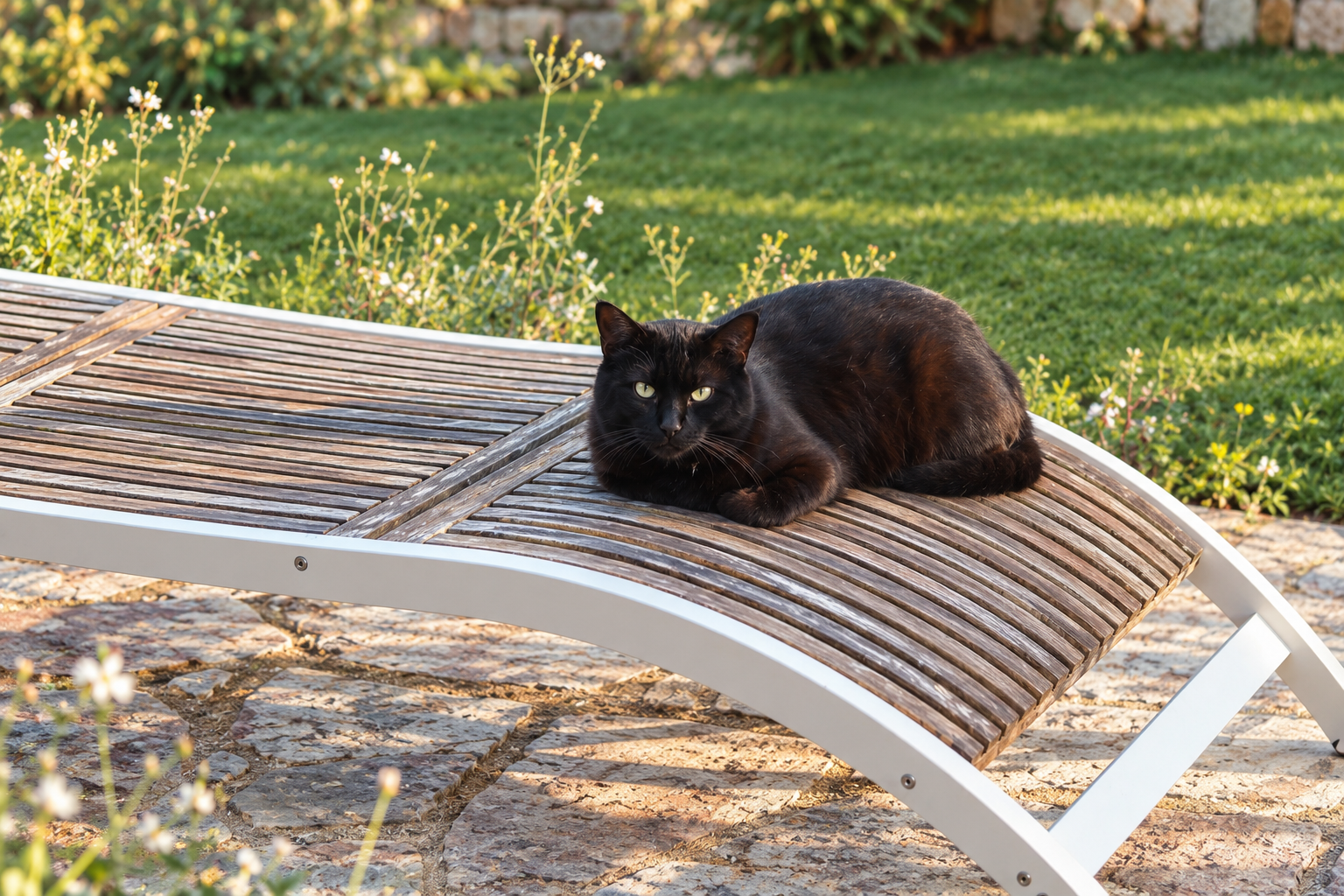 Pebete descansando en una tumbona - The Cat Quarters